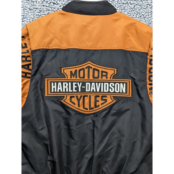 Harley Davidson Riding Jacket Mens LG Windbreaker Reflective Mesh Lined Orange - Picture 11 of 16